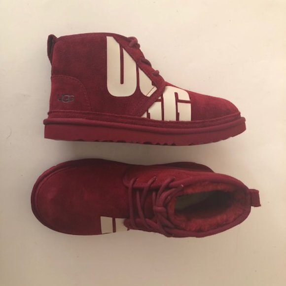UGG Neumel Suede Leather Red Chopd Split Chukka Boot. Size: 7, 8 - Picture 3 of 14